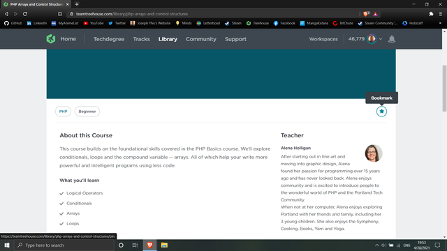 Click this button to bookmark Treehouse courses