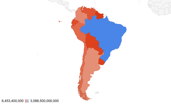 South America Total GDP Geo Chart