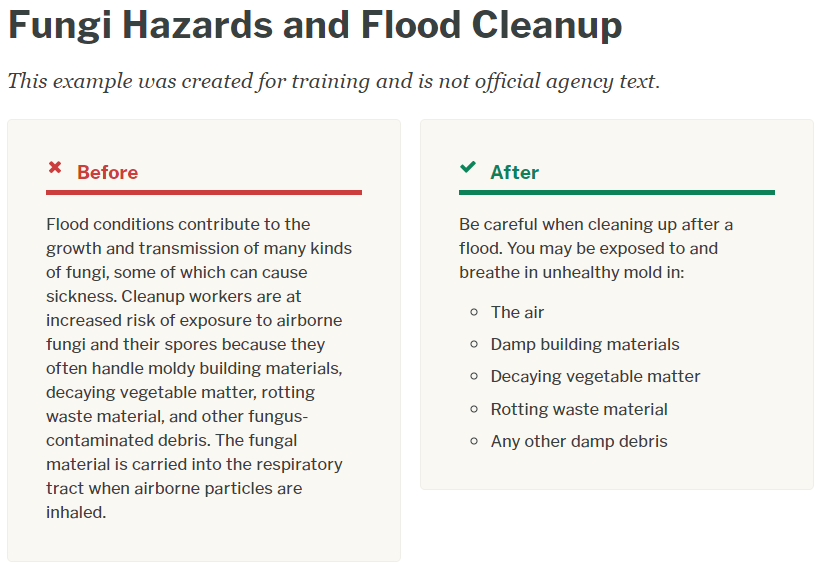 Fungi Hazards and Flood Cleanup: a plain language example