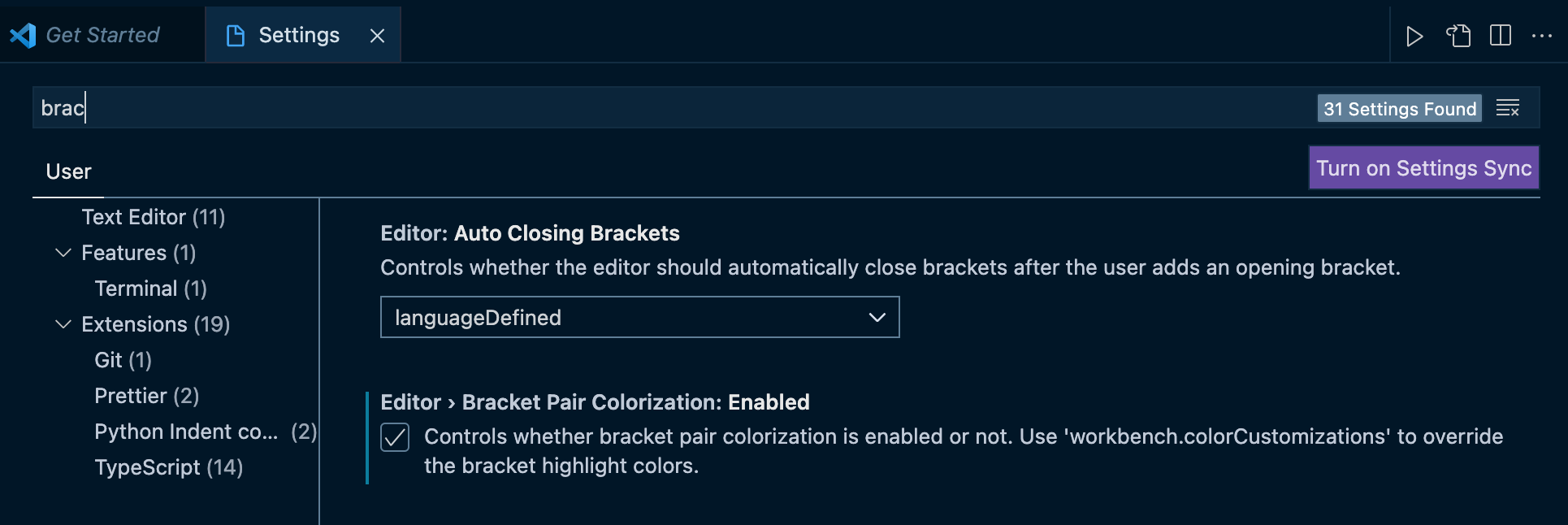 VSCode Settings: Bracket Pair Colorizer