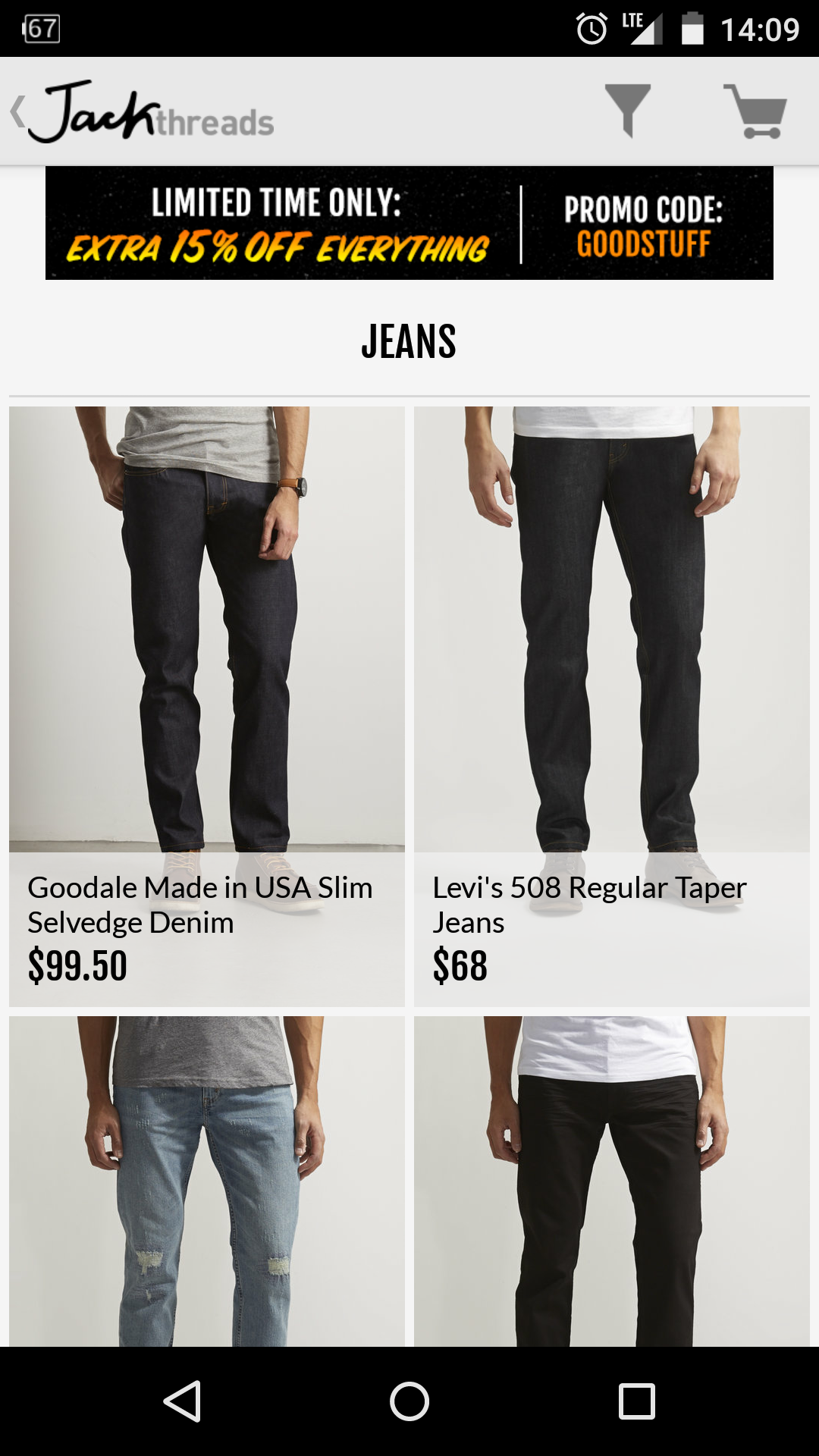 Jack Threads ListView with Filter